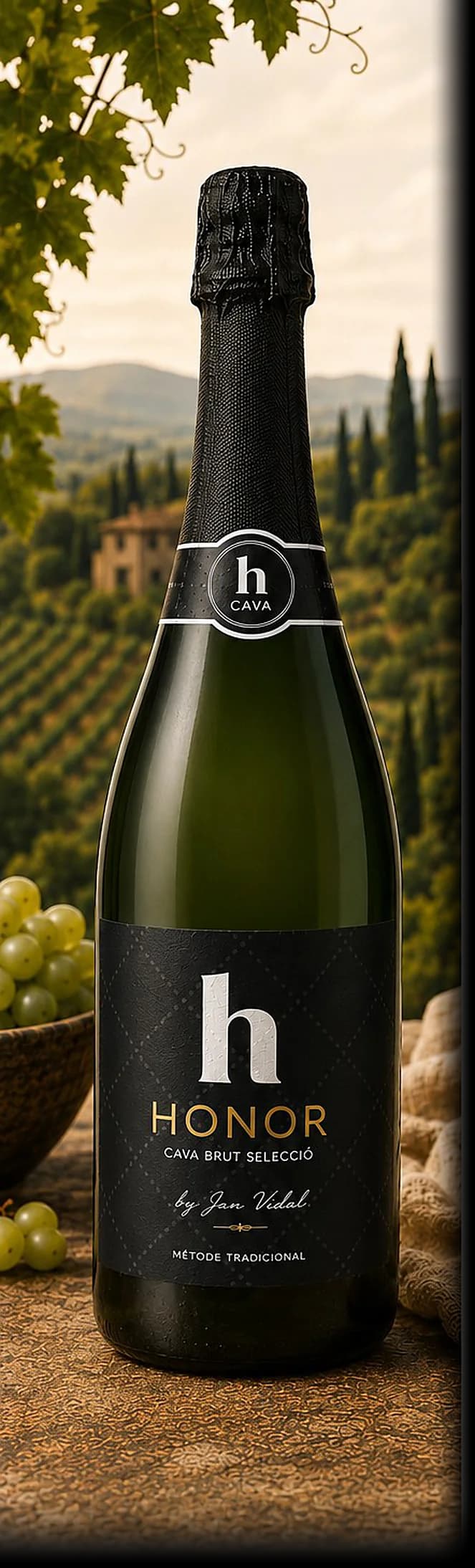 Honor Cava Brut Selecció — bottle photographed for the Vindagra portfolio book